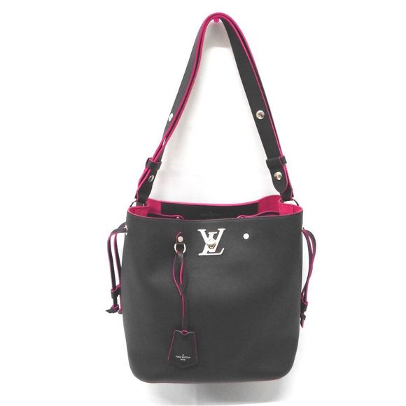 Louis Vuitton Shoulder Bag Lock Me Bucket Noir Pink - Picture 2 of 10